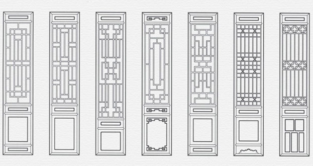 文罗镇常用中式仿古花窗图案隔断设计图